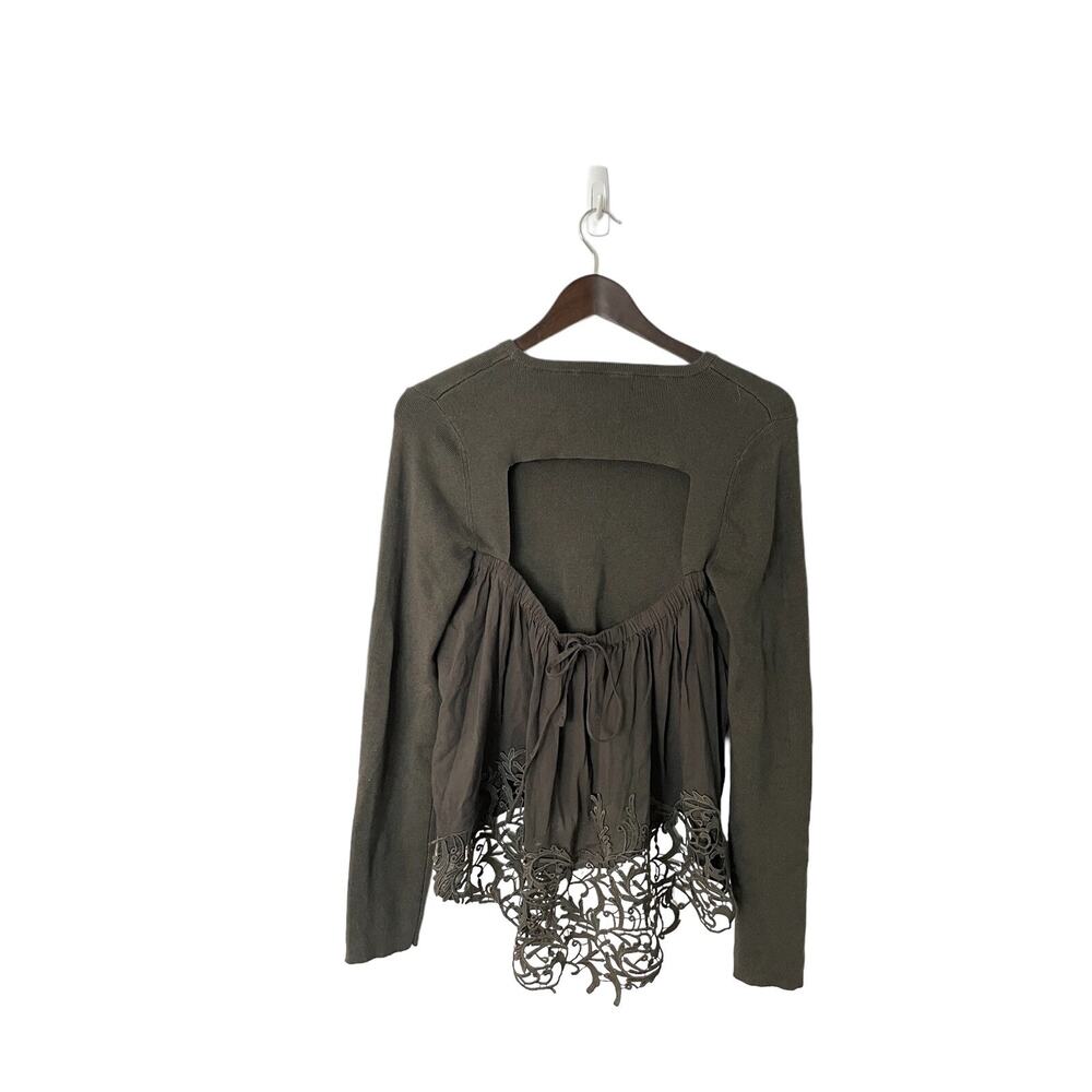 Bailey 44 Women's Love Ya So Sweater open back crochet lace hem sweater in large